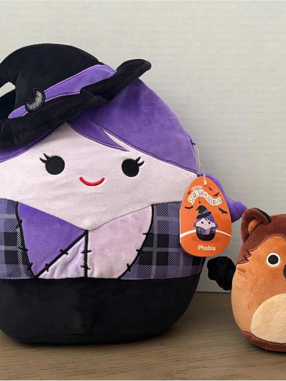Squishmallows 12” PHOBIA Purple Witch & 8” Brown Bat Halloween Spooky Plush Toys